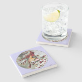 Gele en rode kardinalen stenen onderzetter (Zijkant)