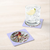 Gele en rode kardinalen vierkante kartonnen onderzetter (Insitu)