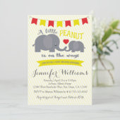 Gele en rode pinda olifant Baby shower Uitnodigen Kaart (Staand voorkant)