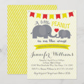 Gele en rode pinda olifant Baby shower Uitnodigen Kaart (Voorkant / Achterkant)