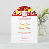 Gele en rode Rozen Weddenschap Kaart (Staand voorkant)