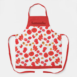 Gele en Rode Tomaat Gekleurde Potloodtekening Schort