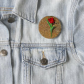 gele en rode tulp ronde button 5,7 cm (In situ)