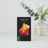Gele en rode tulp visitekaartje (Staand voorkant)