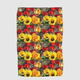 Gele en rode tulpen golfhanddoek
