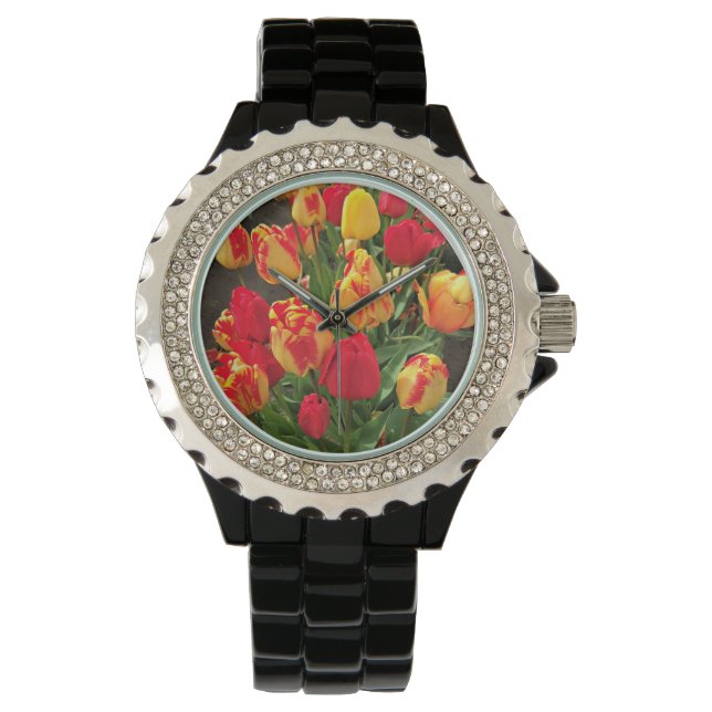 Gele en rode tulpen horloge (Voorkant)