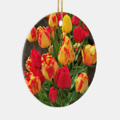Gele en rode tulpen keramisch ornament (Rechts)