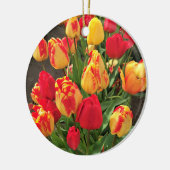 Gele en rode tulpen keramisch ornament (Links)