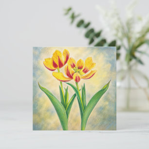 Gele en Rode Tulpen Plat Kaart