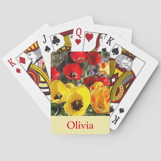 Gele en rode tulpen pokerkaarten (Achterkant)