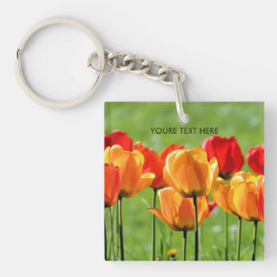 Gele en rode tulpen sleutelhanger