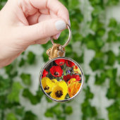 Gele en rode Tulps Premium Key Ring Sleutelhanger (Hand)