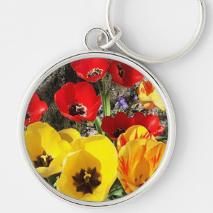 Gele en rode Tulps Premium Key Ring Sleutelhanger