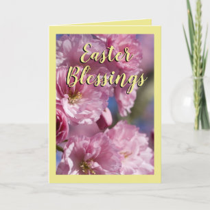 Gele en Roze Bloesem Bloesems Paaszegeningen Feestdagen Kaart