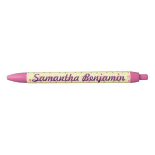 Gele en roze bogen zwarte inkt pen