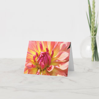 Gele en Roze Dahlia 4x6 notecard Kaart