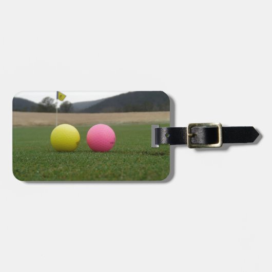 gele en roze golfballen, bagagelabel (Voorkant horizontaal)