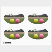 gele en roze golfballen, ovale sticker (Vel)
