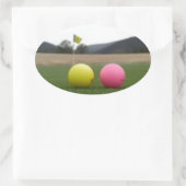 gele en roze golfballen, ovale sticker (Tas)
