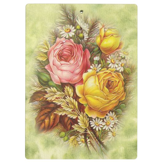  gele en roze rozen Jouw naam toevoegen Klembord (Achterkant)