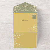 Gele en Sage Green bruiloft All In One Uitnodiging (Buitenkant)
