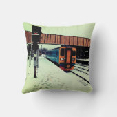 Gele en turquoise trein kussen (Achterkant)