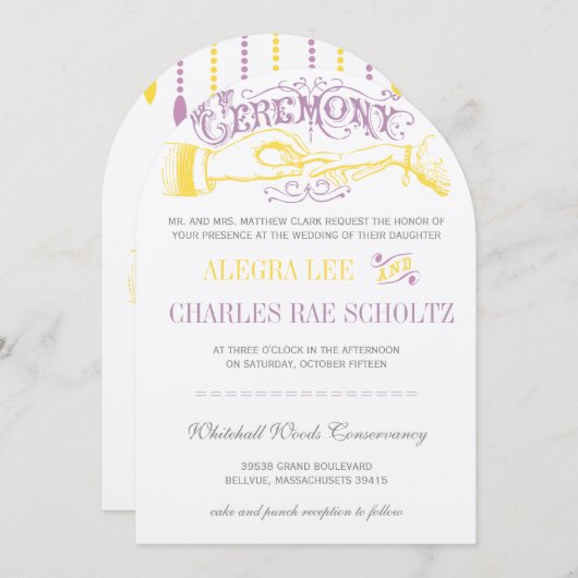 Gele en violette  Gatsby-typografie Kaart (Voorkant / Achterkant)