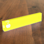 Gele en witte appel naambordje (Zijkant)