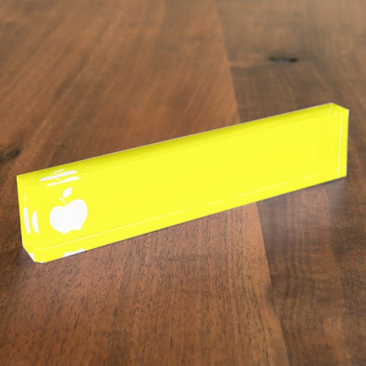 Gele en witte appel naambordje (Zijkant)