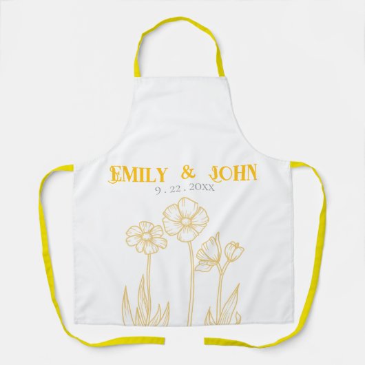 Gele en witte bloemen bruiloft schort (Voorkant)
