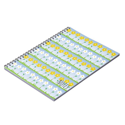 Gele en witte bloemen — spirale laptop notitieboek (Linkerzijde)