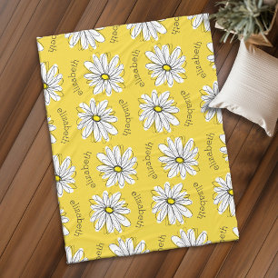 Gele en Witte Capricieuze Daisy met de Tekst van Fleece Deken