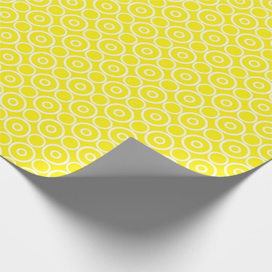 Gele en witte cirkels cadeaupapier (Hoek)