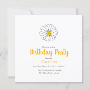 Gele en Witte Daisy Invitation Kaart