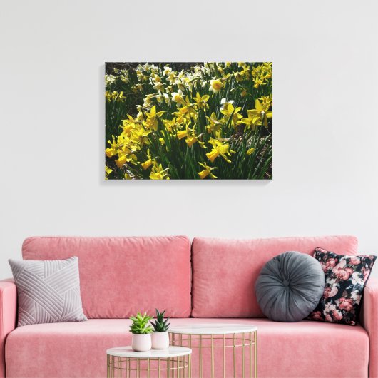 Gele en witte deffodils Spring Flowers Canvas Afdruk (Insitu (Woonkamer))