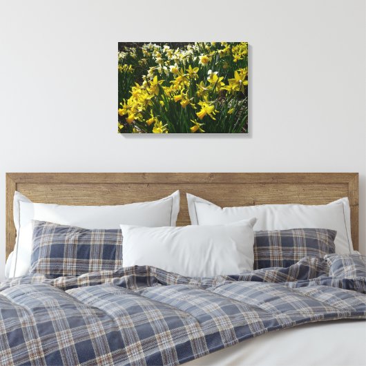 Gele en witte deffodils Spring Flowers Canvas Afdruk (Insitu (Slaapkamer))