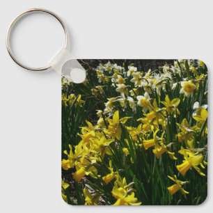 Gele en witte deffodils Spring Flowers Sleutelhanger