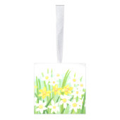 Gele en witte deviezen in de lente kubus ornament (Rechts)