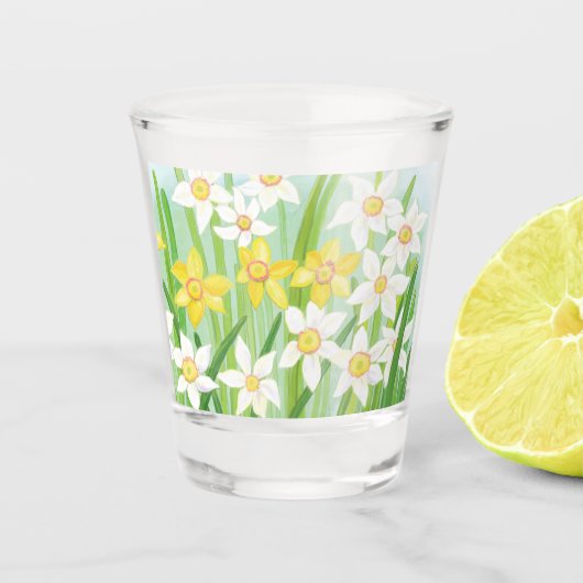 Gele en witte deviezen in de lente shot glas (Voorkant)