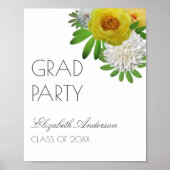 Gele en witte Floral Gradual Partij Poster (Voorkant)