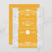 Gele en witte frank legant Wedding RSVP-kaart Uitnodiging Briefkaart (Voorkant / Achterkant)