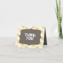 Gele en witte gingham canvas bedankkaartjes