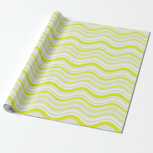 Gele en witte golvende strepen cadeaupapier