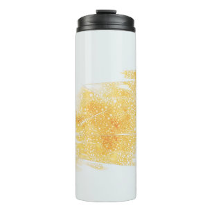 Gele en witte illustratie thermosbeker