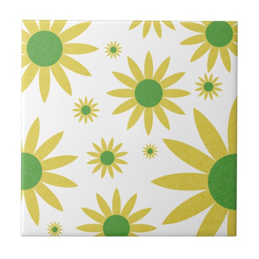 Gele en witte lente flora Pattern Daisies Tegeltje (Voorkant)