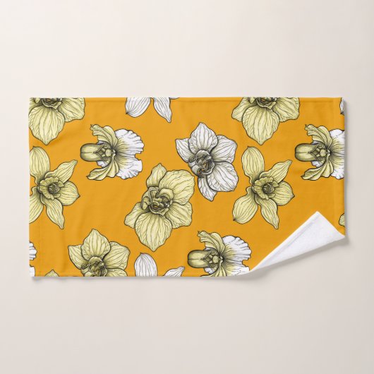 Gele en witte orchidee bloemen bad handdoek (Handdoek)