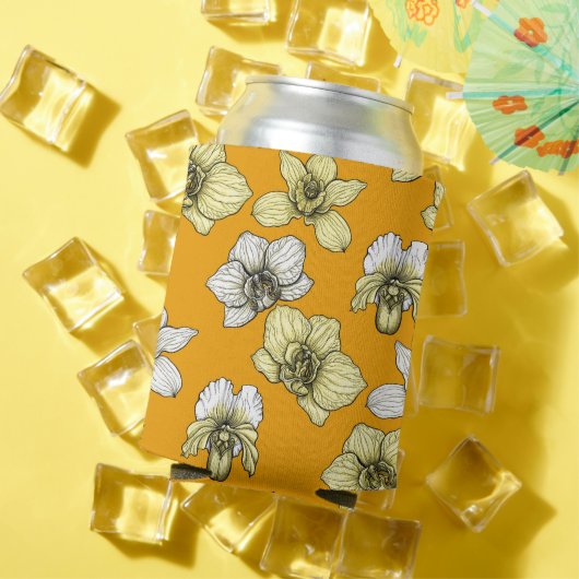 Gele en witte orchidee bloemen blikjeskoeler (Insitu Zomer)