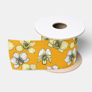 Gele en witte orchidee bloemen lint