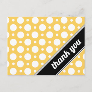 Gele en witte poka Dot Dank u Briefkaarten