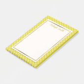 Gele en witte poka Dot met Gold Post Post-it® Notes (Schuin)